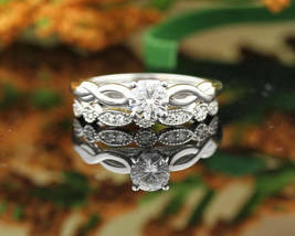 1.16Ct Round Cut White Diamond Bridal Engagement Ring 14K White Gold Finish - £61.73 GBP