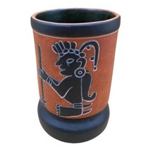 Vintage ‘78 Mexico Aztec Mayan Vessel Hand Painted Terracotta Vase 5.75” Tall - £23.73 GBP