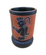 Vintage ‘78 Mexico Aztec Mayan Vessel Hand Painted Terracotta Vase 5.75”... - $507.86 MXN