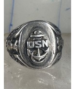 United States Navy ring USN band w eagles size 8.25 sterling silver wome... - $1,830.01 MXN