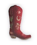 Knee High Boot, Embroidery Red Western, Shaped Pillow - $61.28 CAD+