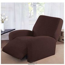 Mason 82&quot; Stretch Basketweave Recliner Slipcover Chocolate Polyester/Spa... - $28.49