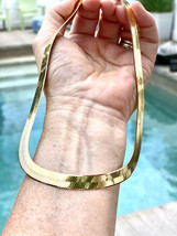 VTG Milor Italy Sterling Silver Gold Plated Herringbone Flat CHain Neckl... - $266.41