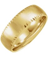 14k Yellow Gold 7 mm Faceted Edge Satin Finish Wedding Band