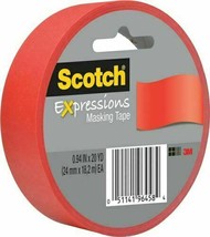 Lot of 4 Scotch Expressions Masking Tape .94&quot; x 20 yds. Red (3437-PRD) NEW - $11.13 CAD