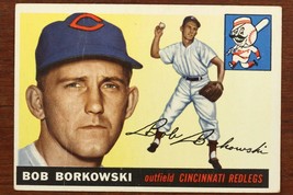 Vintage Baseball Card Topps 1955 Bob Borkowski Outfield Cincinnati Redlegs #74 - £7.62 GBP