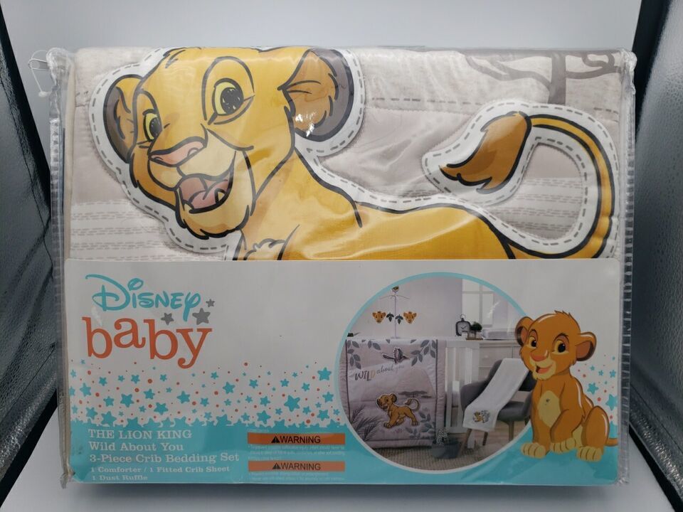 Primary image for Disney Lion King Wild About You Taupe, White and Teal Simba 3 Piece Nursery Set