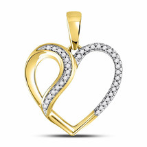 10kt Yellow Gold Womens Round Diamond Heart Fashion Pendant 1/10 Cttw - £176.14 GBP