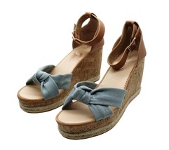 Chic Denim Vibes: Madden Girl Women&#39;s Colette Platform Wedge Sandals - £34.55 GBP