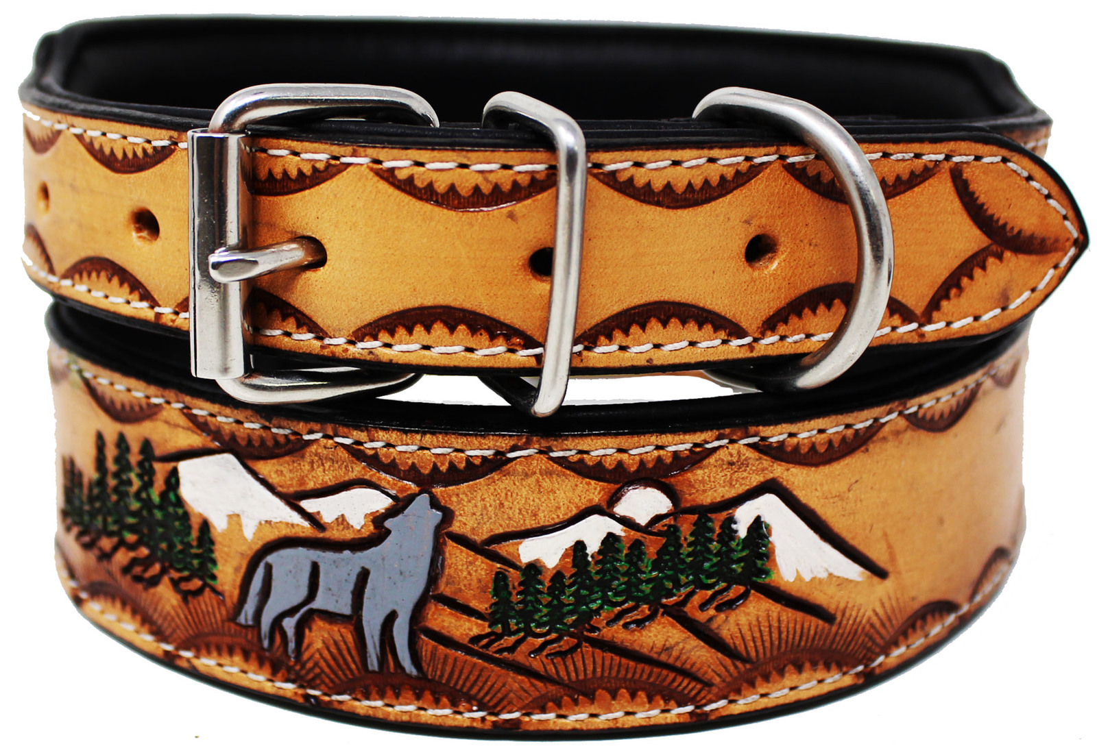 Challenger 100% Cow Leather Dog Collar Heavy Duty Padded Hand Paint Dog Collar Item image 2