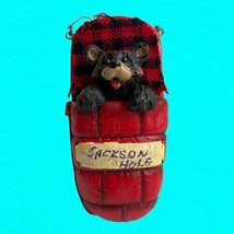 Vtg KSA Inc Kurt S Adler Christmas Ornament Black Bear In Red Sleeping Bag - £10.99 GBP