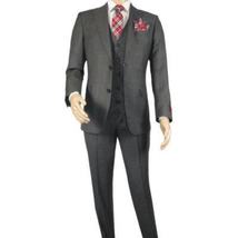 Men Suit BERLUSCONI Turkey 100% Italian Wool Super 180's 3pc Vested #Ber12 Gray image 5