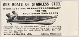 1952 Print Ad Regal Stainless Steel Boats Made in Adams,Wisconsin - £5.75 GBP