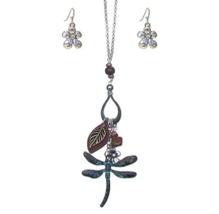 Dragonfly Multi Charm Bohemian Necklace and Earrings Set - £11.32 GBP