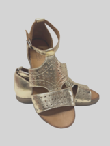 MIZ MOOZ WOMEN&#39;S BUCKLE CLOSURE  SANDALS GOLD 37EU / 7US  # A-53 - $108.90