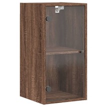 Modern Wooden Wall Mounted Storage Cabinet Unit With Glazed Glass Display Doors - £51.47 GBP+