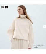 Uniqlo U Brushed Jersey Turtleneck Long-Sleeve T-Shirt Off White XXS  - £39.01 GBP