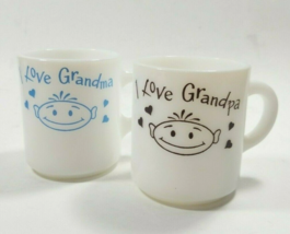 2 Grandparent Mugs I Love Grandma Grandpa Coffee Mugs Vintage Cute Gift - £9.43 GBP