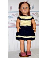 American Girl Blue-Yellow Dress, Crochet, 18 Inch Doll, Handmade - £17.59 GBP
