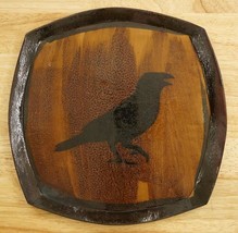 Studio Art Pottery Blackbird Black Raven Crow Redware Plate Embossed Feathers - £42.94 GBP