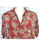 Vintage Mens Ron Chereskin Hawaiian Shirt Size L Red Floral Palm Leaves - £19.62 GBP