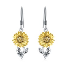 925 Sterling Silver Sunflower Dangle Earrings for Women Girls Teen - £19.16 GBP