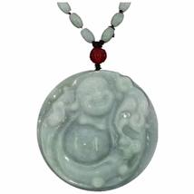 2.3&quot;China Certified Grade A Nature Hisui Jadeite Jade Laughing Buddha Ne... - $71.27