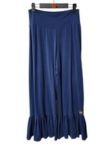 Matilda Jane Medium Teal Blue Enchanted Garden Beaufort Big Ruffle Pants - $28.50