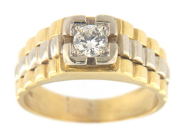 Unisex Solitaire ring 18kt Yellow and White Gold 300950 - £718.62 GBP