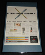 1955 Velvet Pen-Cil Framed 11x17 ORIGINAL Advertising Display - $59.39