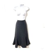 RALPH LAUREN Wool Skirt GRAY BLACK Tweed Midi Flounce Hem SIZE 6 Lined - $34.64