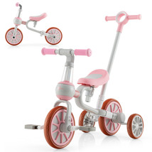 4 In 1 Kids Tricycles W/ Push Handle &amp; Training Wheels Baby Balance Bike... - $94.04