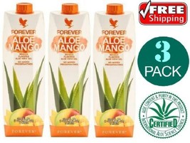 Forever Aloe Mango Gel Preservative Free Detox 33.8 FL.OZ 1 Liter X 3 Pack - £39.63 GBP