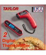 Taylor 2-piece Digital Thermometer Set, Digital Waterproof Folding Progr... - $29.88