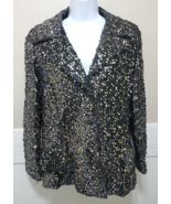 Vintage Black &amp; Gold Sequin Blazer Ladies 11/12 Suit Jacket 3-Button Poc... - $47.88