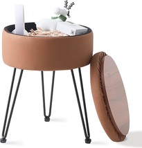 Wimarsbon Round Storage Ottoman Foot Stool Modern Faux Leather Vanity, B... - $51.96
