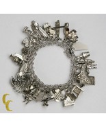 Authenticity Guarantee 
Unique Sterling Silver Charm Bracelet with 35 Ch... - $623.70