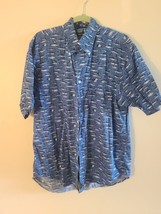 EUC Vintage Nautica Blue Fish Button Down Shirt Size Large - $14.03