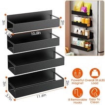 4 Packs Magnetic Spice Rack Fridge Magnetic Seasoning Shelf Organizer W/ 8 Hooks - £47.95 GBP