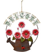 Vintage Metal Welcome Sign Hanging Flower Watering Can Design Front door... - £19.36 GBP+