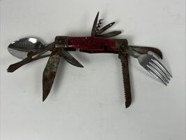 VINTAGE Pocket Knife Multi Tool Survival Stainless Steel Camping Spoon Fork - $7.91