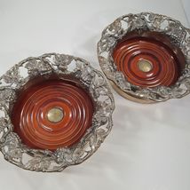 Champagne Wine Bottle Coaster set 2 Grape Vines ivy leaves silver plate ... - €40,28 EUR