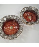 Champagne Wine Bottle Coaster set 2 Grape Vines ivy leaves silver plate ... - $65.66 CAD