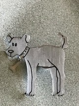 Vintage Brushed Silvertone Puppy Dog w Dog Bone Dangle Lapel Hat Pin or Tie Tac  - £7.56 GBP