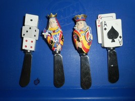 Card Dice King Queen Decorative Butter Cheese Spread Knife Knives rare set of 4 - £14.38 GBP