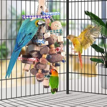 Wooden Blocks Cage Fun Toy for Macaw African Greys Cockatoo Eclectus Budgies Par - £19.24 GBP