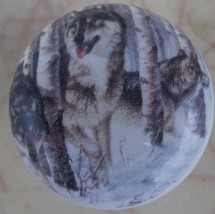 Ceramic cabinet Knobs Knob w/ Wolf Pack #4 WILDLIFE wolves - $4.46