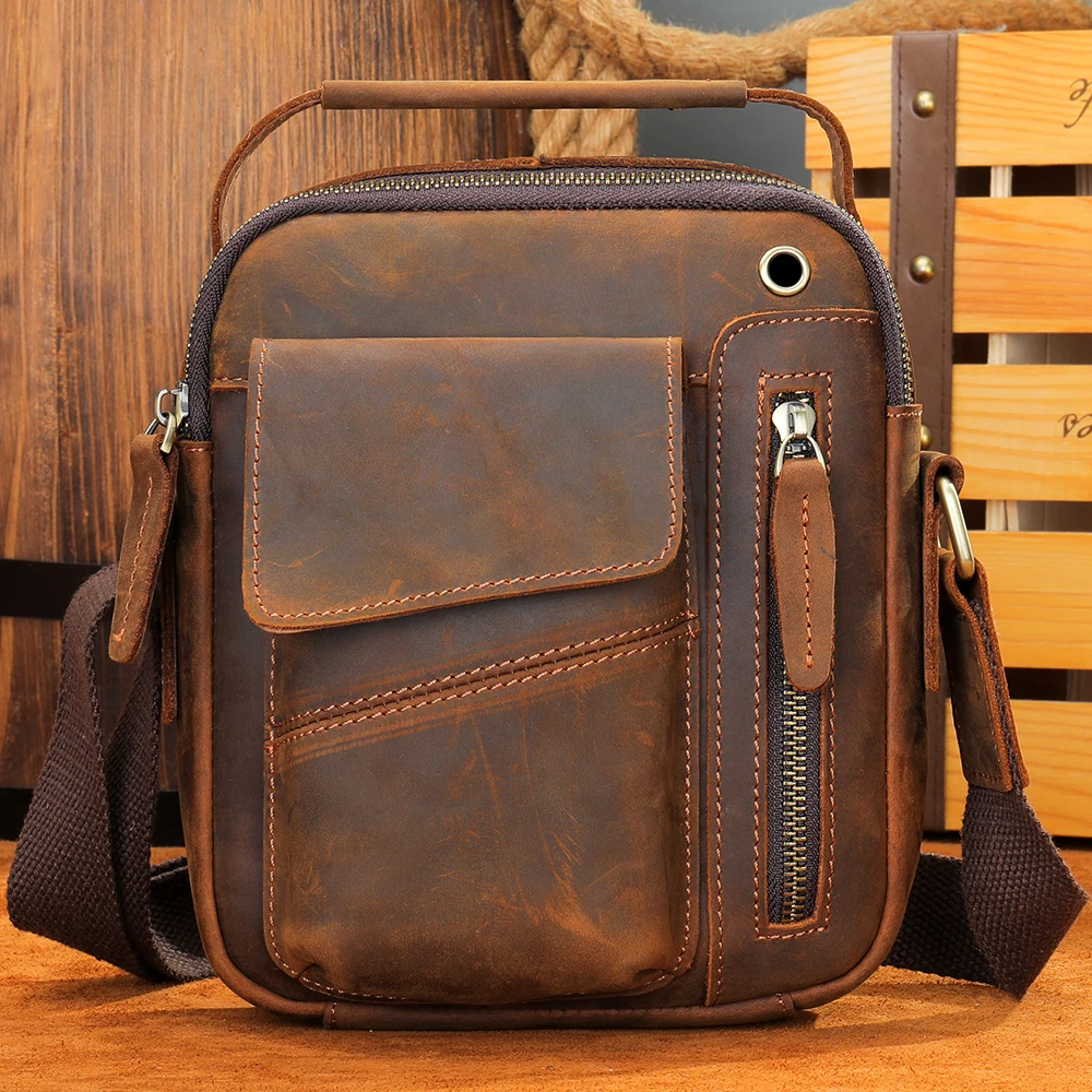 WESTAL Crazy Horse Leather Shoulder Bags for Men Crossbody Bags Purse My... - $75.01