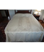 Unused LACE-BORDERED Polyester Blend FLORAL CROSS STITCH TABLECLOTH - 60... - £23.70 GBP