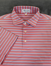 Peter Millar Summer Comfort Peach Blue Striped Shirt Size Medium - £13.82 GBP